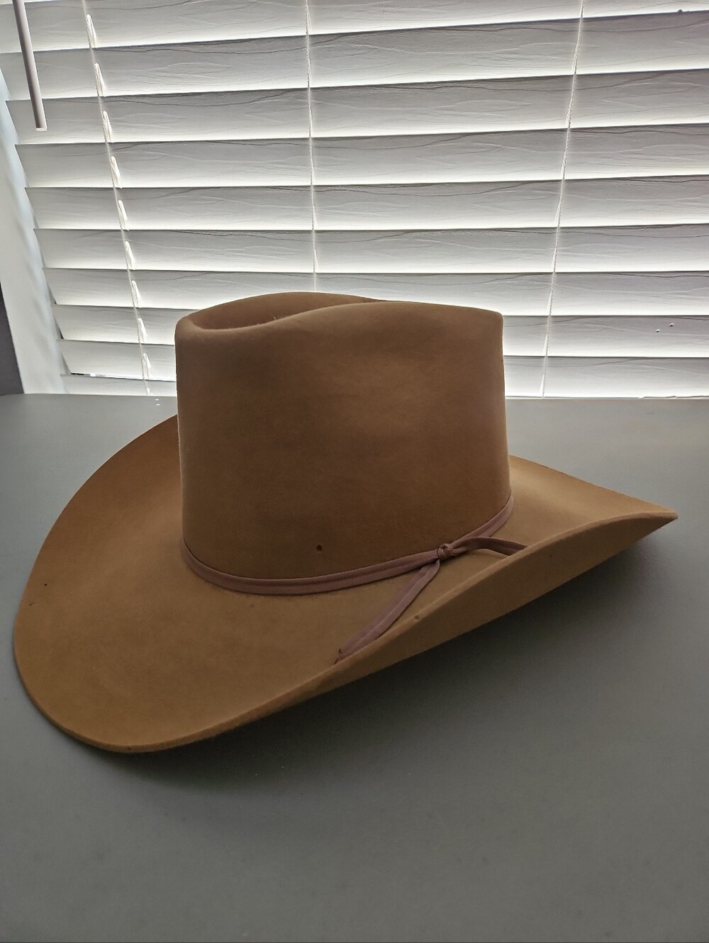 Vintage Sheplers Fur Felt Cowboy Hat Size 7 Tan Caramel Western Cattleman Crease